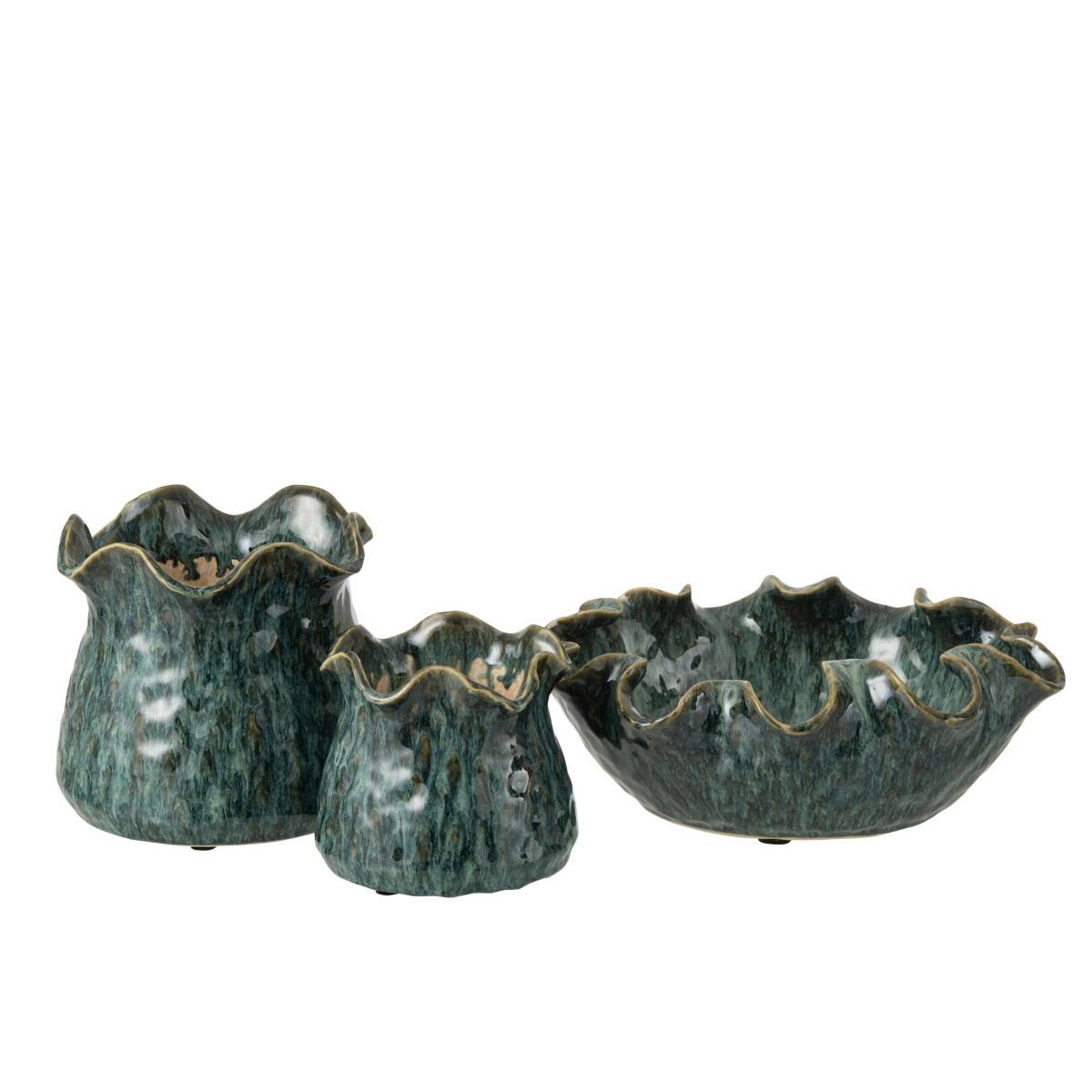 J-Line - Cache-Pot Déco en Argile "Roni" 20cm Bleu - Image 2