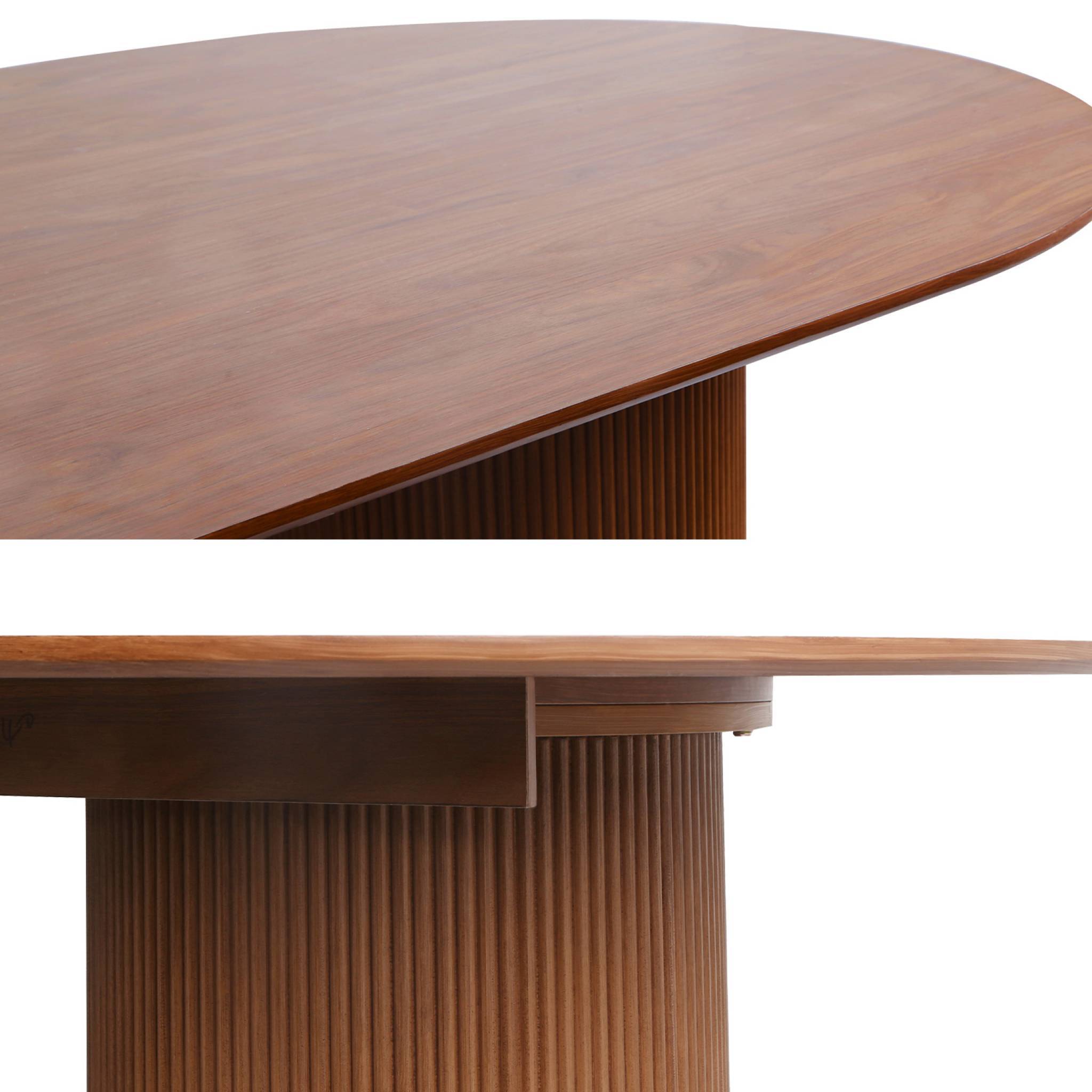 Table à manger oblongue décor bois sculpté 4-6 places. couleur noyer. 180cm | sweeek - Image 5