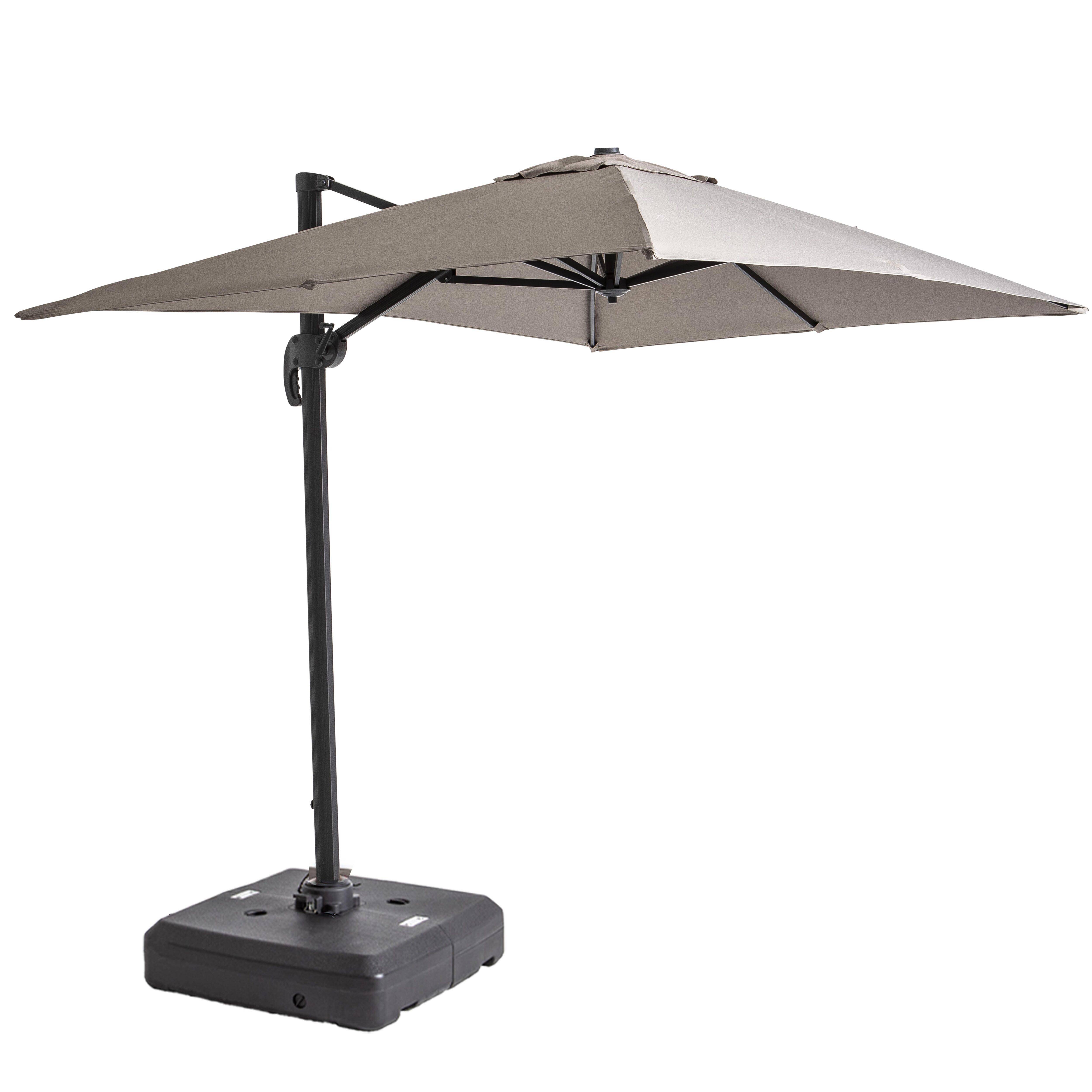 Oviala - Parasol déporté inclinable 360° 2x3m et dalle sur roues taupe Amalya - Oviala - Image 1