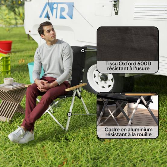 Chaise de camping pliante aluminium noir 59 x 67 x 96 cm - PANGIVO - Image 7