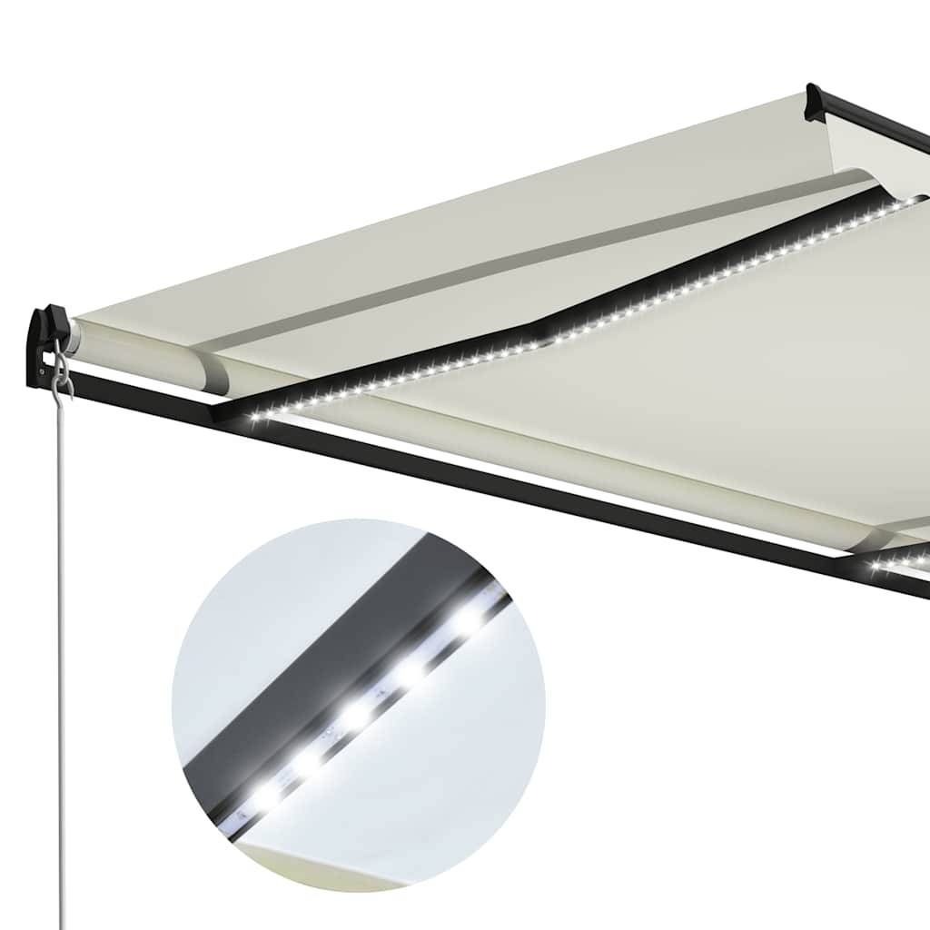 Store Banne Manuel avec Éclairage LED Aluminium pour Ambiance Extérieure Crème 300x250 cm – ComfortXL Outdoor Living - Image 5