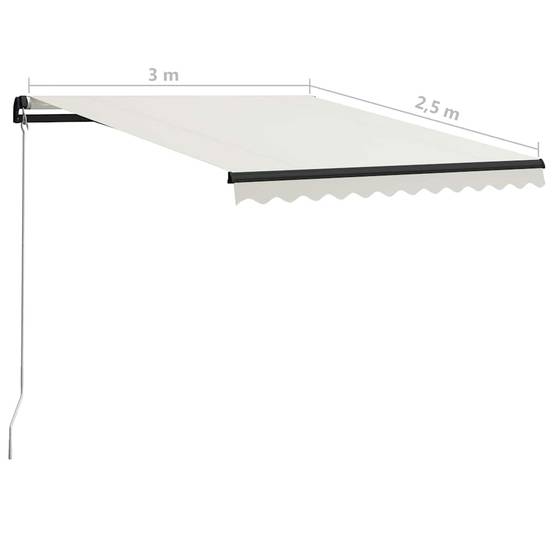 Store Banne Manuel avec Éclairage LED Aluminium pour Ambiance Extérieure Crème 300x250 cm – ComfortXL Outdoor Living - Image 6