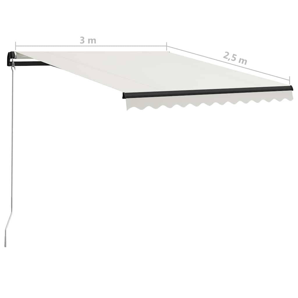 Store Banne Manuel avec Éclairage LED Aluminium pour Ambiance Extérieure Crème 300x250 cm – ComfortXL Outdoor Living - Image 6