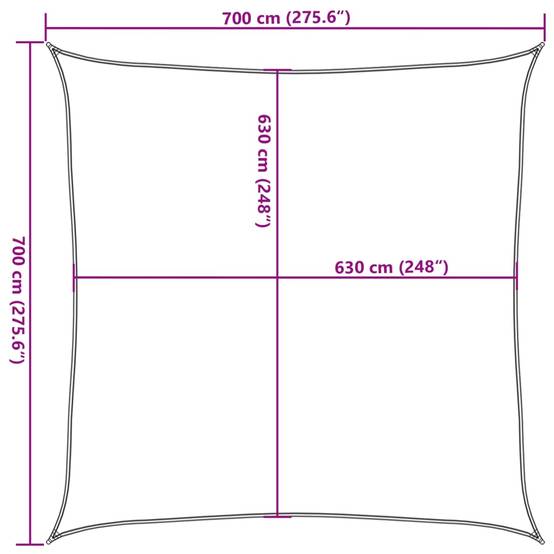 Voile d'ombrage PEHD beige 700 x 700 cm - PANGIVO - Image 9