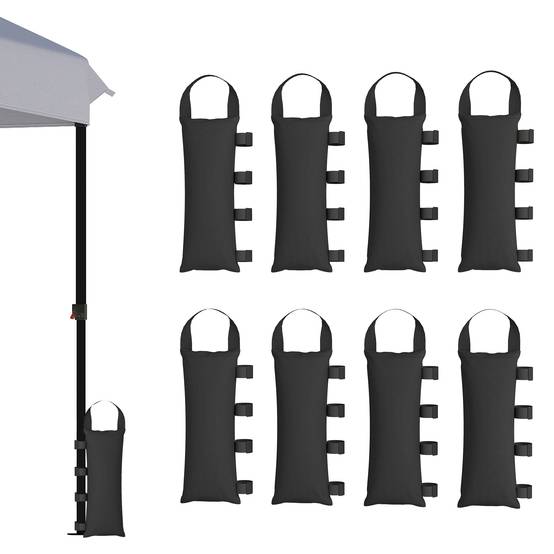 Lot de 8 Sacs de Lestage en Tissu Oxford 600D pour Pieds de Tonnelle ou Tente Ancrage au Sol Noir - ComfortXL Outdoor Living - Image 2