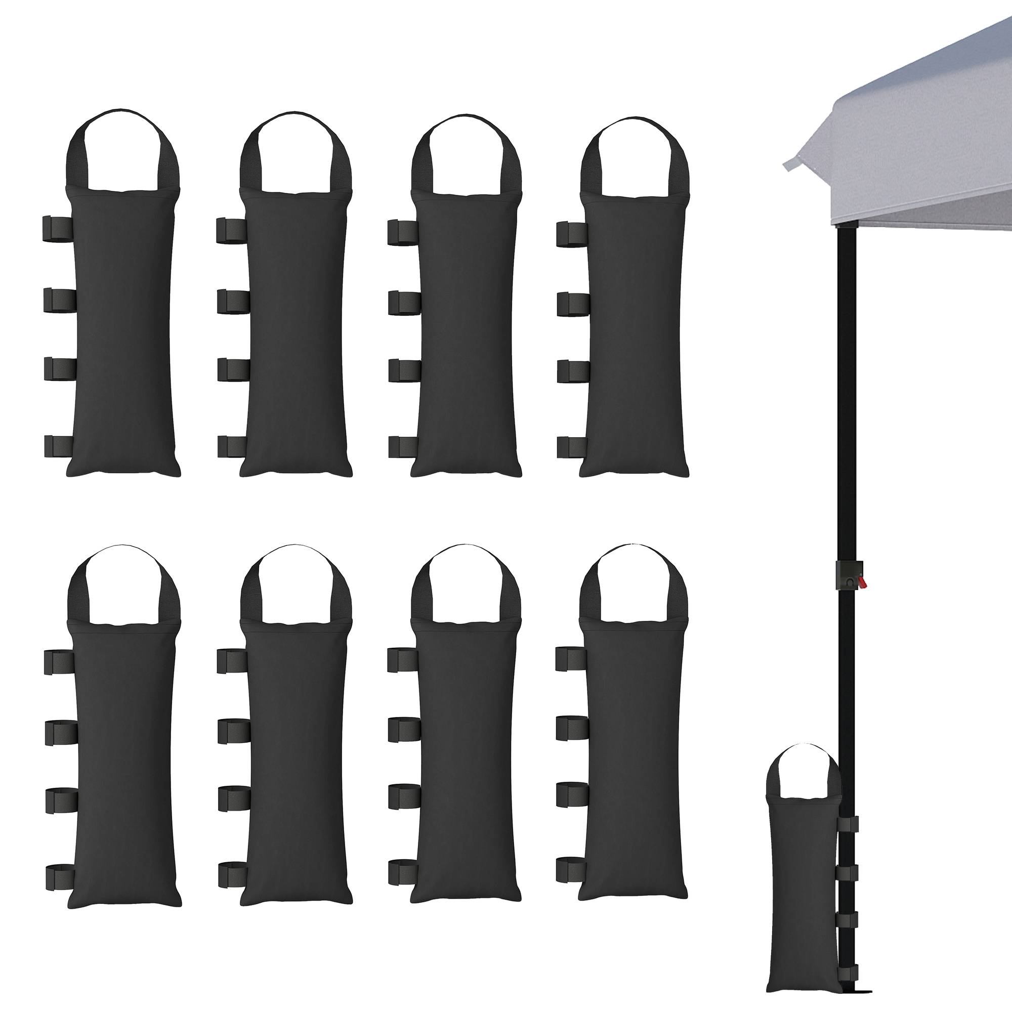 Lot de 8 Sacs de Lestage en Tissu Oxford 600D pour Pieds de Tonnelle ou Tente Ancrage au Sol Noir - ComfortXL Outdoor Living - Image 1
