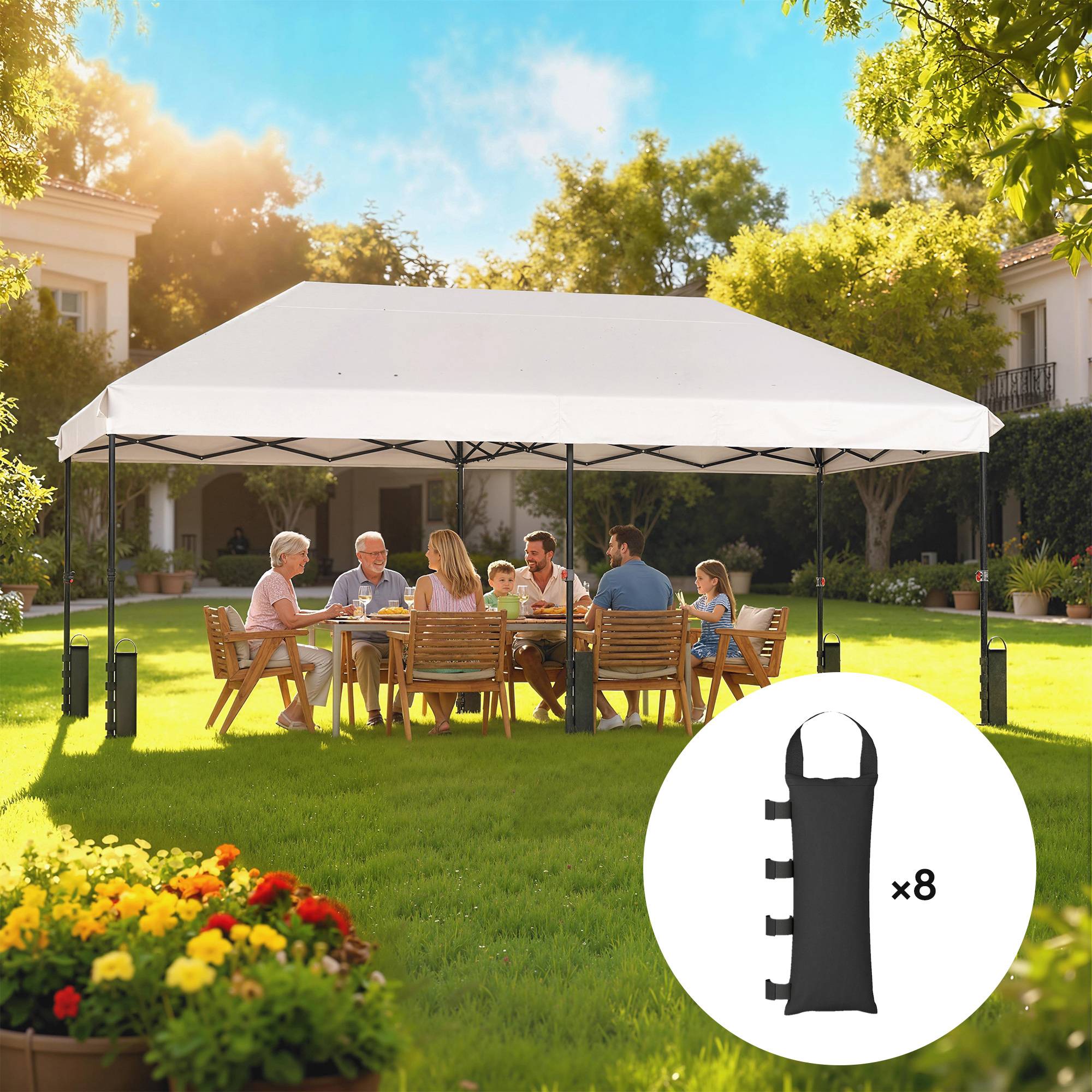 Lot de 8 Sacs de Lestage en Tissu Oxford 600D pour Pieds de Tonnelle ou Tente Ancrage au Sol Noir - ComfortXL Outdoor Living - Image 3