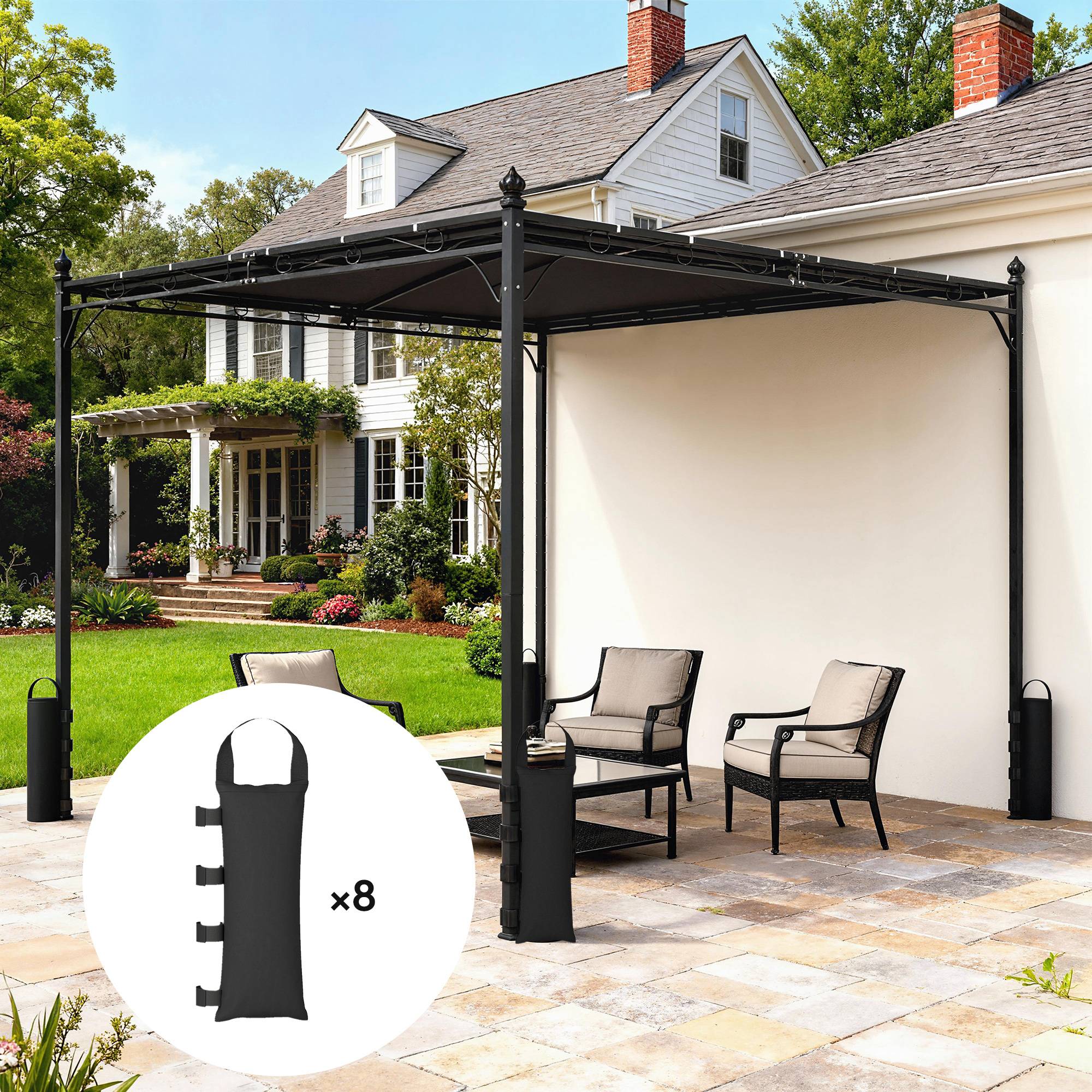 Lot de 8 Sacs de Lestage en Tissu Oxford 600D pour Pieds de Tonnelle ou Tente Ancrage au Sol Noir - ComfortXL Outdoor Living - Image 4