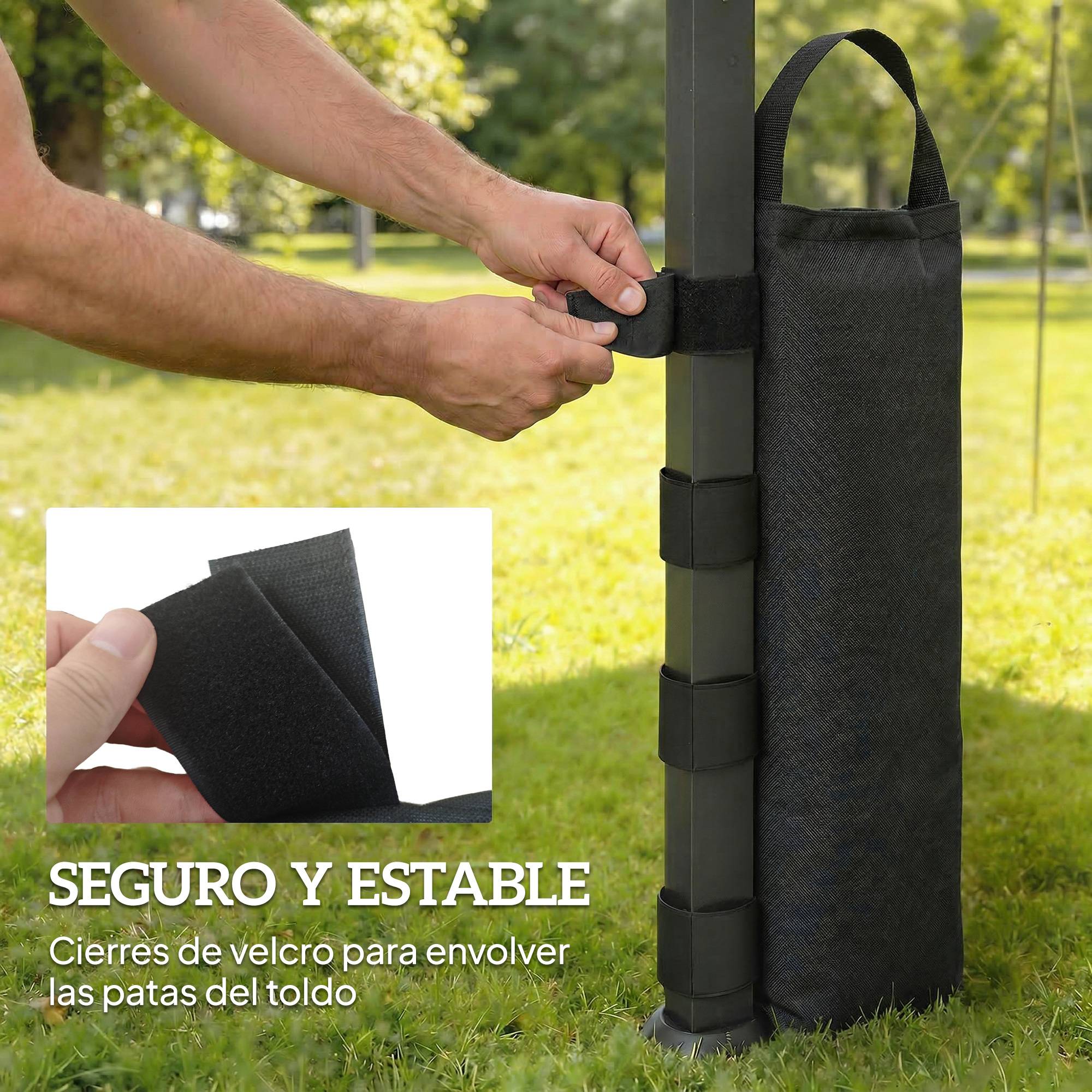 Lot de 8 Sacs de Lestage en Tissu Oxford 600D pour Pieds de Tonnelle ou Tente Ancrage au Sol Noir - ComfortXL Outdoor Living - Image 7