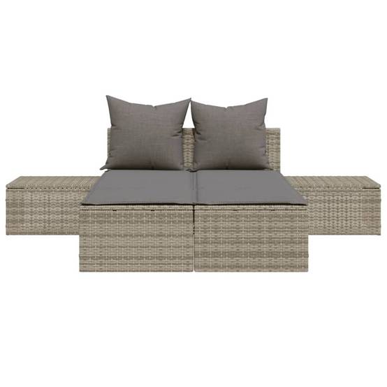 Chaise longue double résine tressée grise avec coussins 104 x 162 x 30 cm - PANGIVO - Image 4