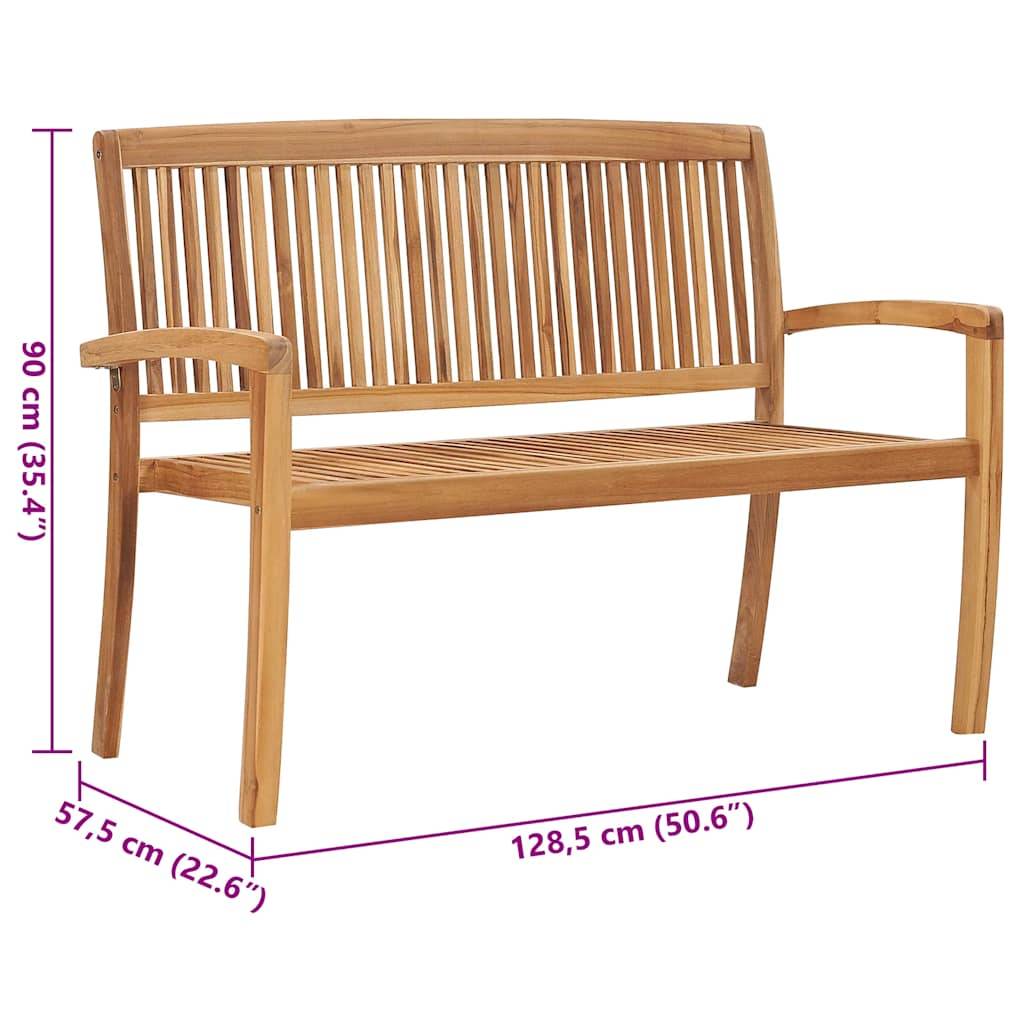 PANGIVO - Banc de jardin bois de teck naturel et taupe 128.5 x 57.5 x 90 cm - PANGIVO - Image 8