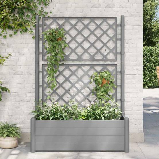 Vidaxl - Jardinière avec treillis 100x43x142 cm PP Gris pierre vidaXL 317582 - Image 1