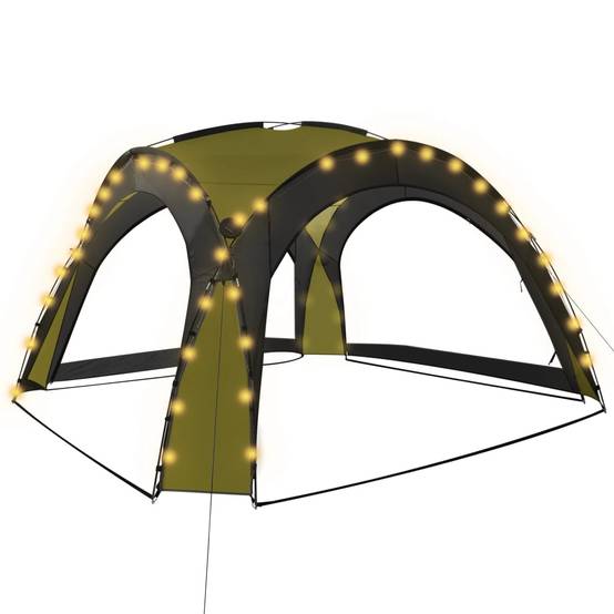 Pavillon de Jardin Dôme 4 Moustiquaires et Éclairage LED Solaire Anti-UV Vert 3.6x3.6m – ComfortXL Outdoor Living - Image 2