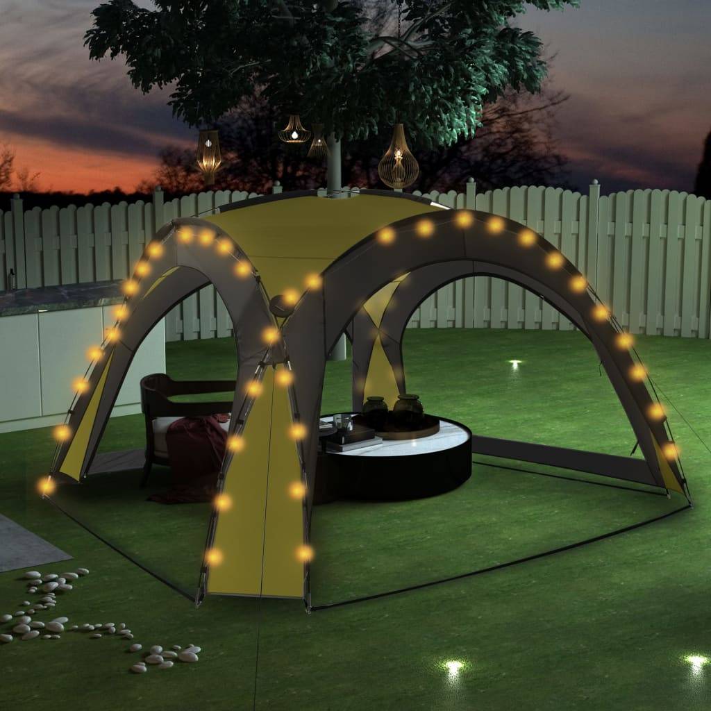 Pavillon de Jardin Dôme 4 Moustiquaires et Éclairage LED Solaire Anti-UV Vert 3.6x3.6m – ComfortXL Outdoor Living - Image 1