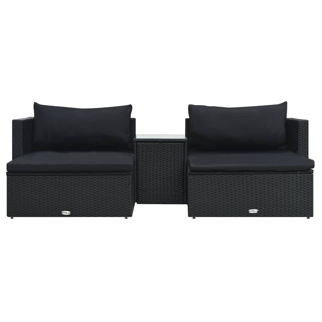 Helloshop26 - Salon de jardin meuble d'extérieur ensemble de mobilier 5 pièces avec coussins résine tressée noir - Image 2
