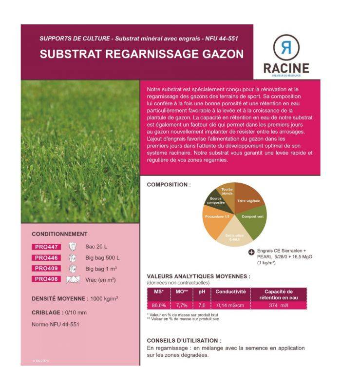 Racine - Terreau substrat pour regarnissage gazon pour sol sportif, Big bag 500 l - PRO446 - Image 2