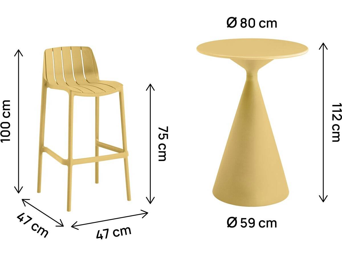 Habitat Et Jardin - Table Et Chaises Hautes De Bistrot Empilables "vaena" - 2 Places - Jaune -habitat Et Jardin - Image 3