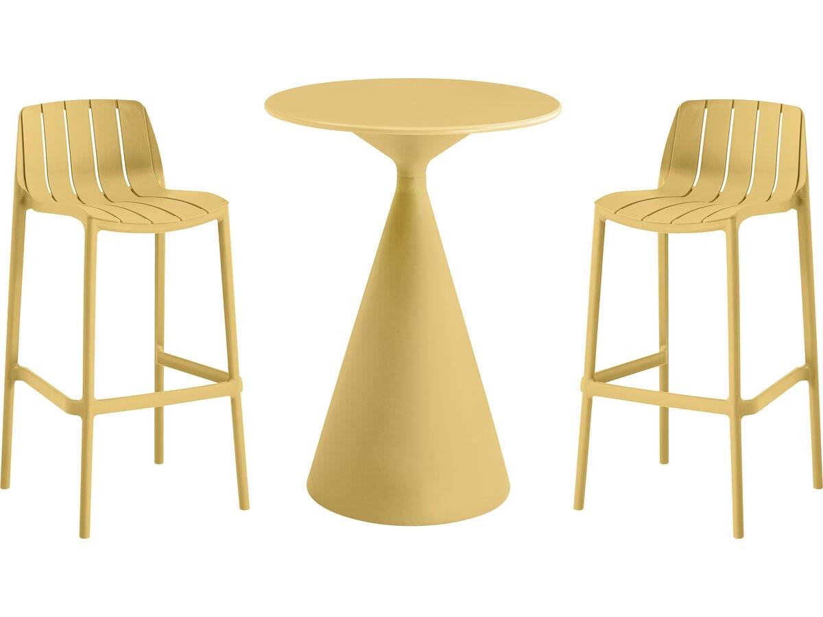 Habitat Et Jardin - Table Et Chaises Hautes De Bistrot Empilables "vaena" - 2 Places - Jaune -habitat Et Jardin - Image 1