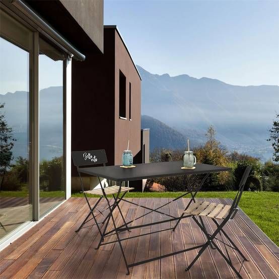 The Home Deco Factory - Table de Jardin Pliante "Palerme" 110cm Noir - Image 6
