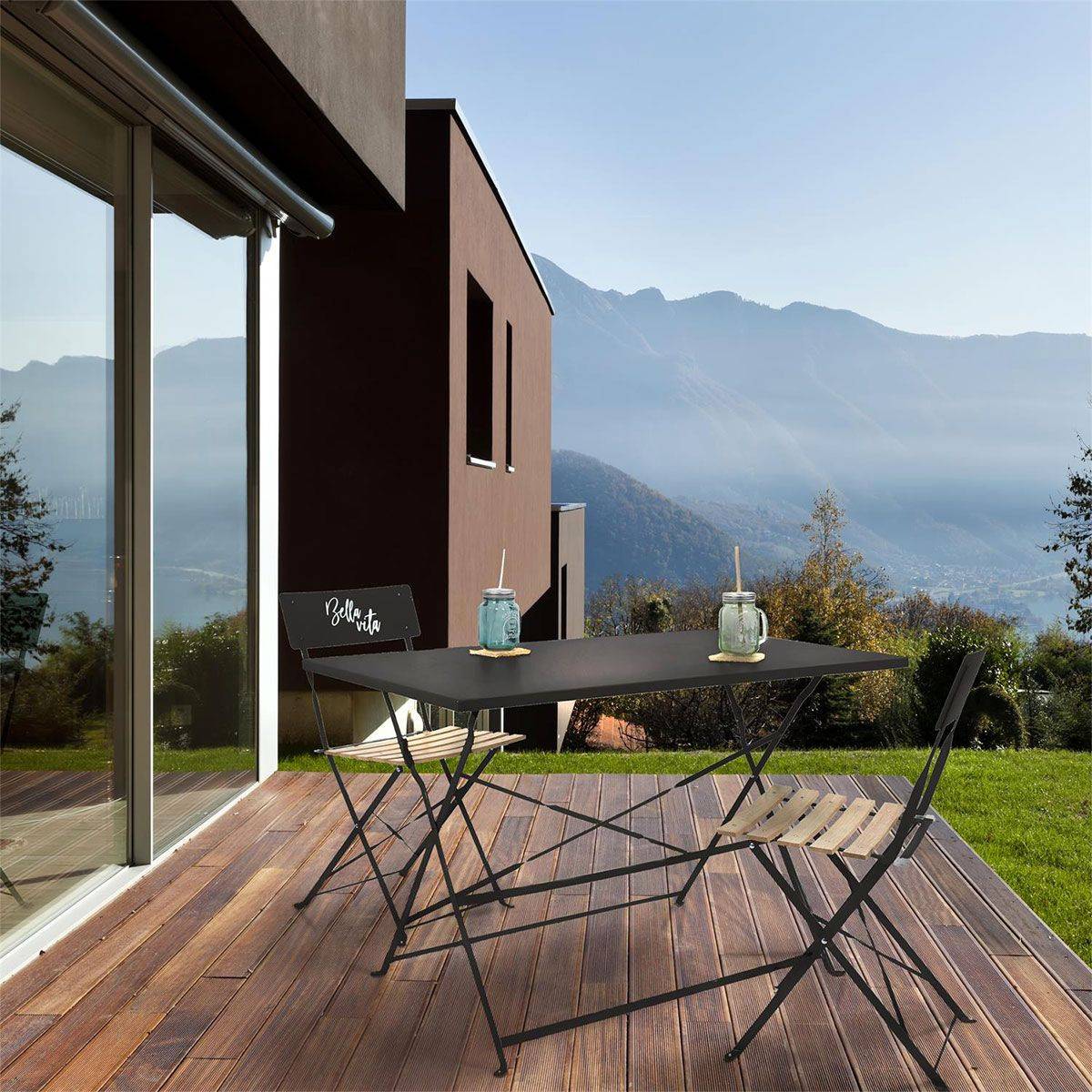 The Home Deco Factory - Table de Jardin Pliante "Palerme" 110cm Noir - Image 6