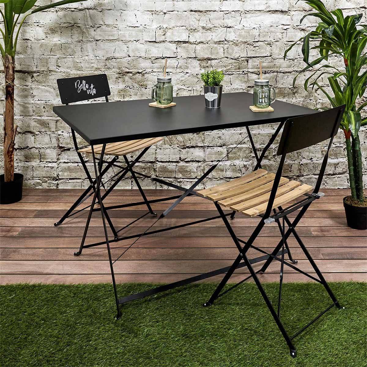 The Home Deco Factory - Table de Jardin Pliante "Palerme" 110cm Noir - Image 5