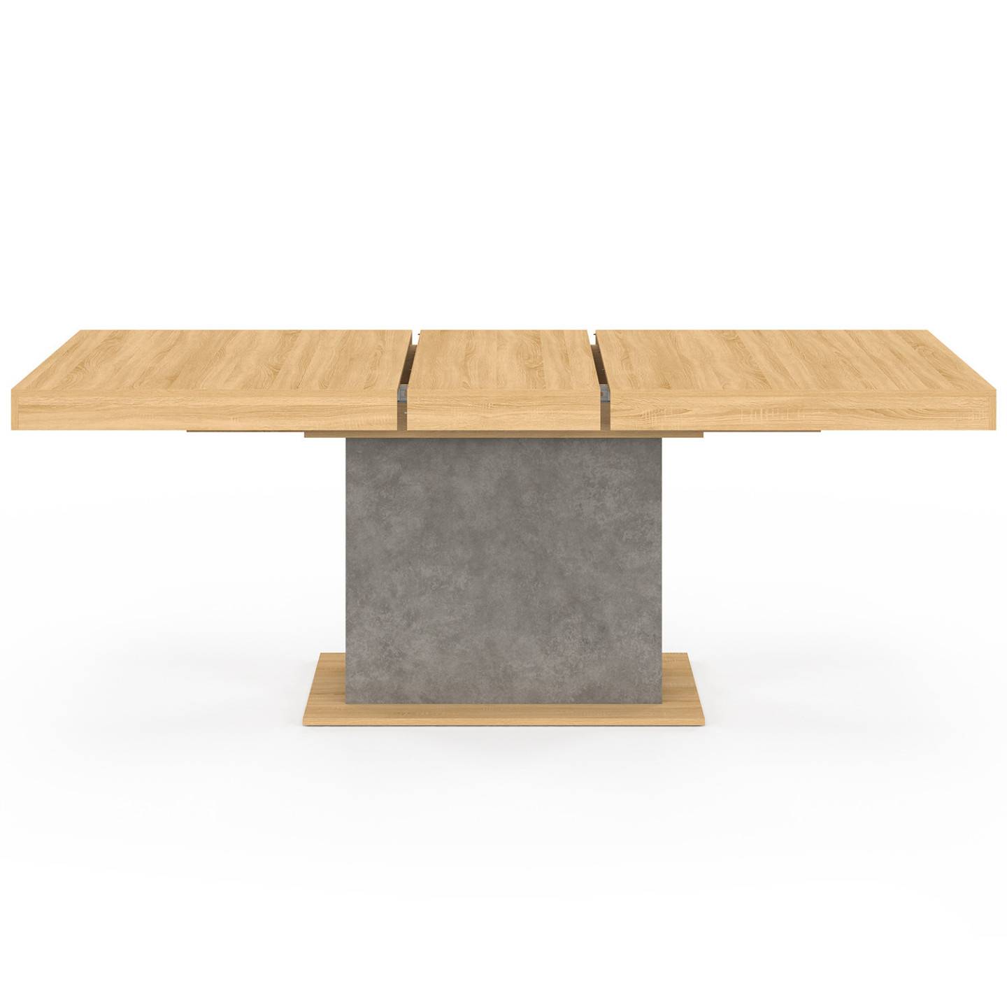 Table à manger extensible rectangle EDEN 6-10 personnes bois et effet béton 160-200 cm - Image 3