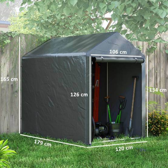 ComfortXL - Tente garage vélos acier extérieur protection anti-UV porte zippée gris foncé - ComfortXL Outdoor Living - Image 5