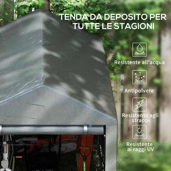 ComfortXL - Tente garage vélos acier extérieur protection anti-UV porte zippée gris foncé - ComfortXL Outdoor Living - Image 6