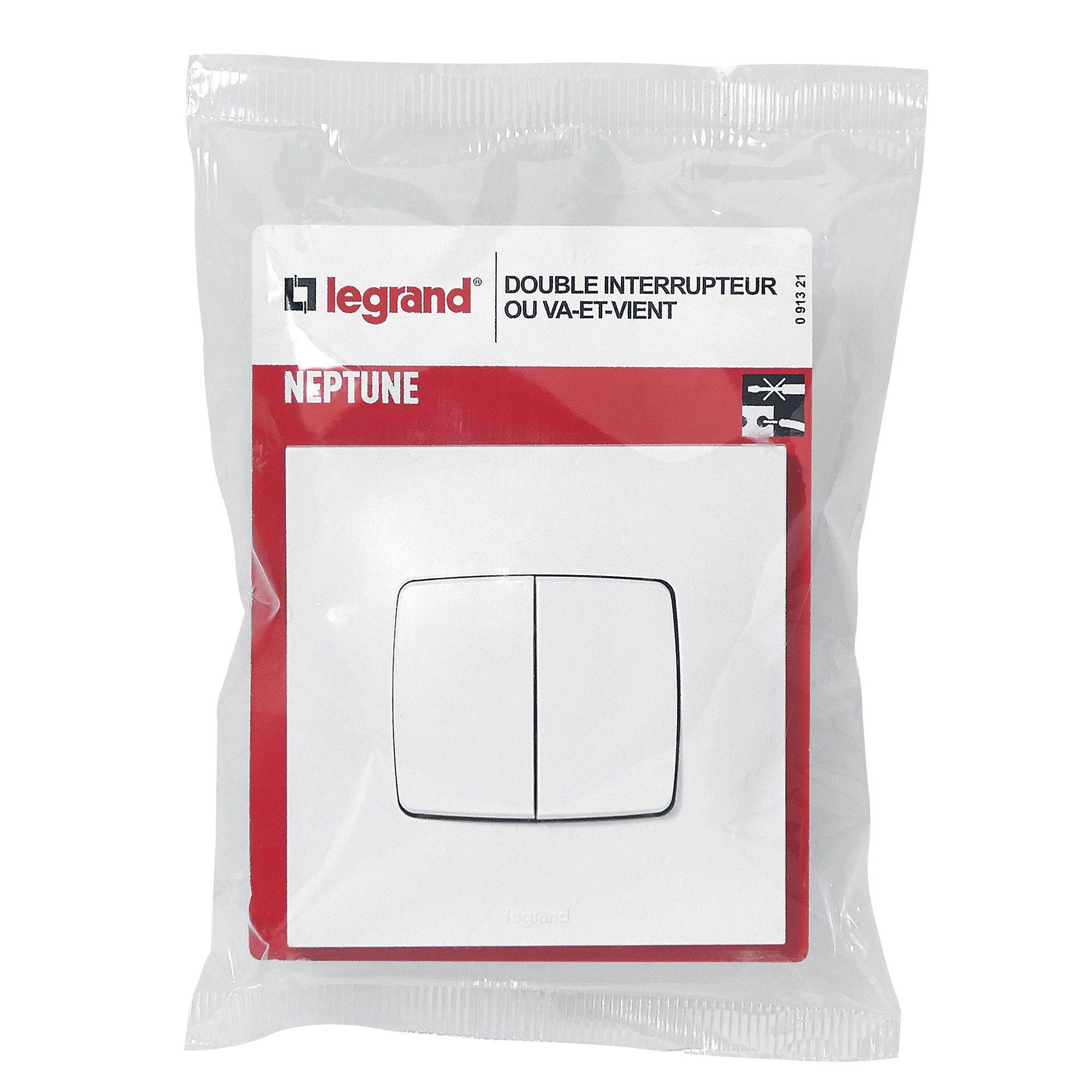 Legrand - Double interrupteur ou va-et-vient NEPTUNE 10 A LEGRAND 0 913 21 - Image 3