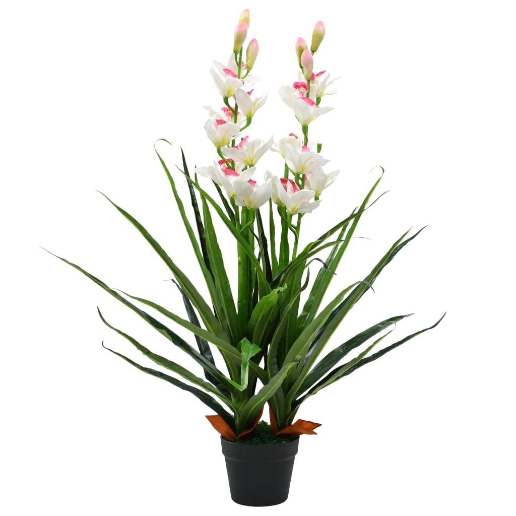 Plante artificielle polyester vert et blanc 100 cm - PANGIVO - Image 1