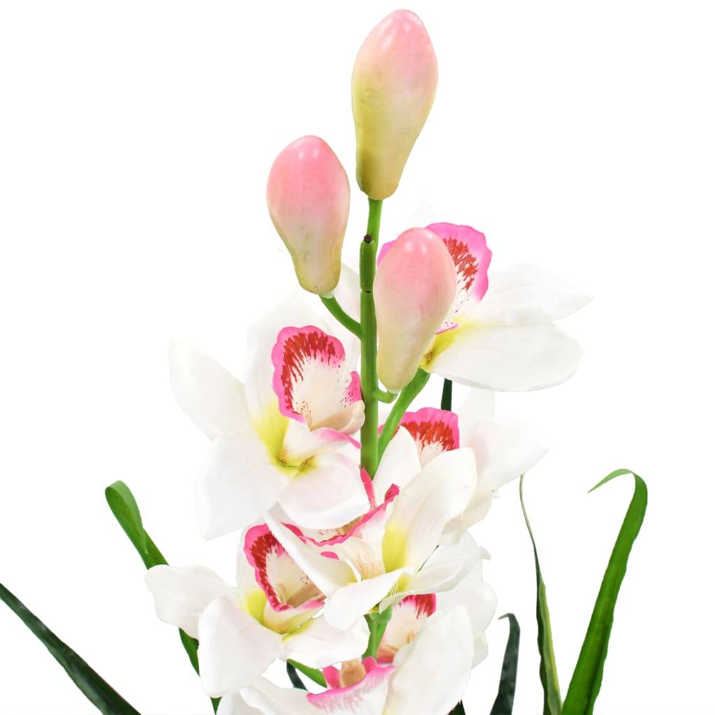 Plante artificielle polyester vert et blanc 100 cm - PANGIVO - Image 2