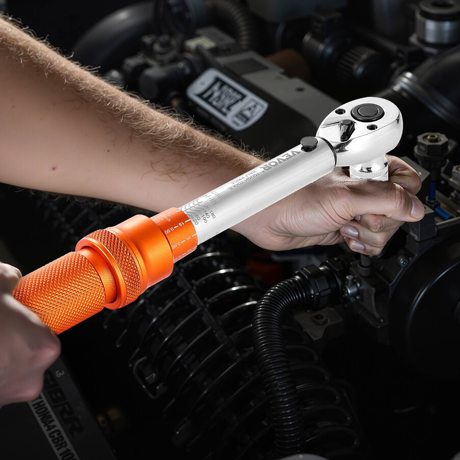 Vevor - VEVOR Clé dynamométrique 1/4" 2,3–22,6 Nm, ±3% avec certificat, tête 72 dents, bidirectionnelle, coffret avec douilles et rallonge. - Image 8