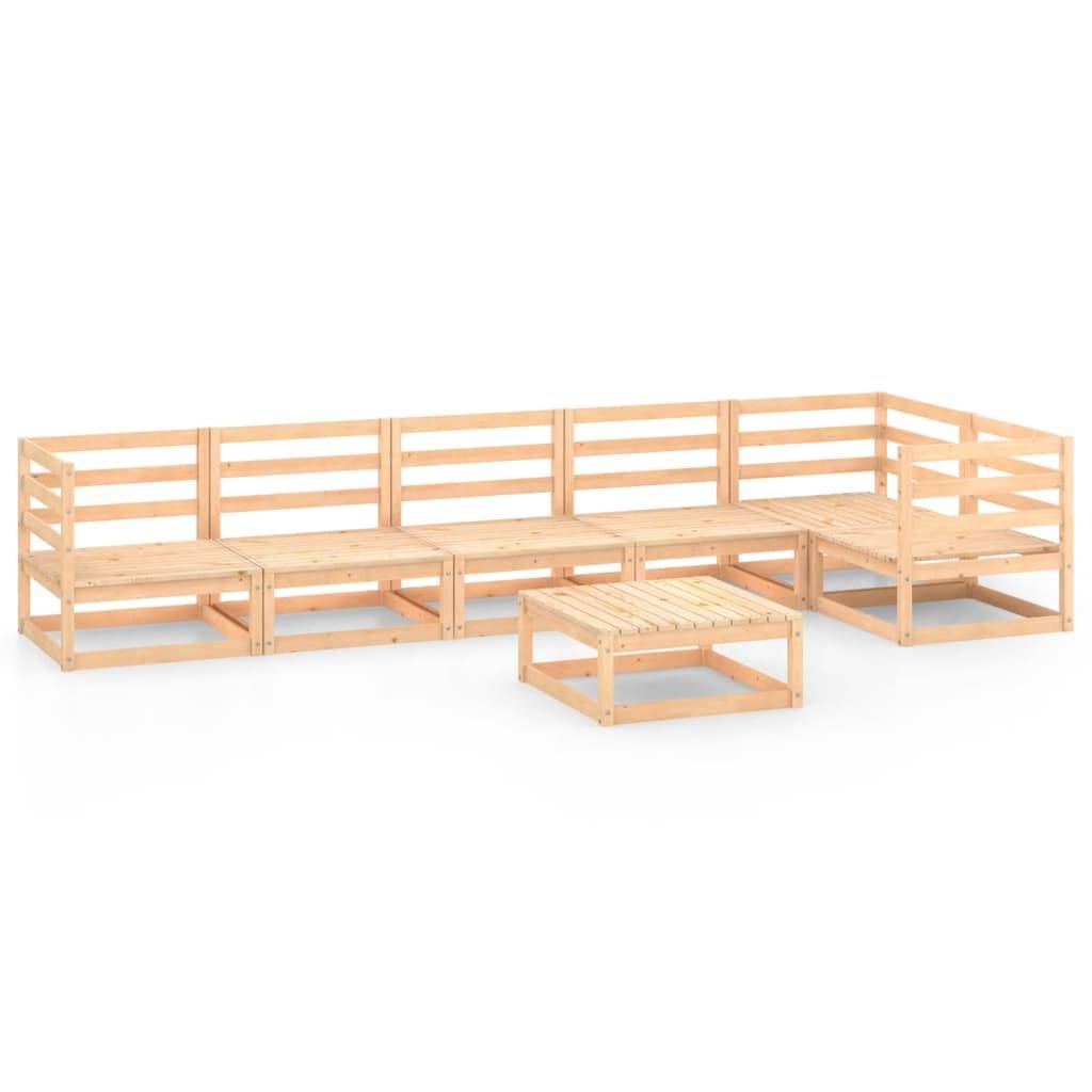Helloshop26 - Salon de jardin meuble d'extérieur ensemble de mobilier 7 pièces bois de pin massif - Image 1