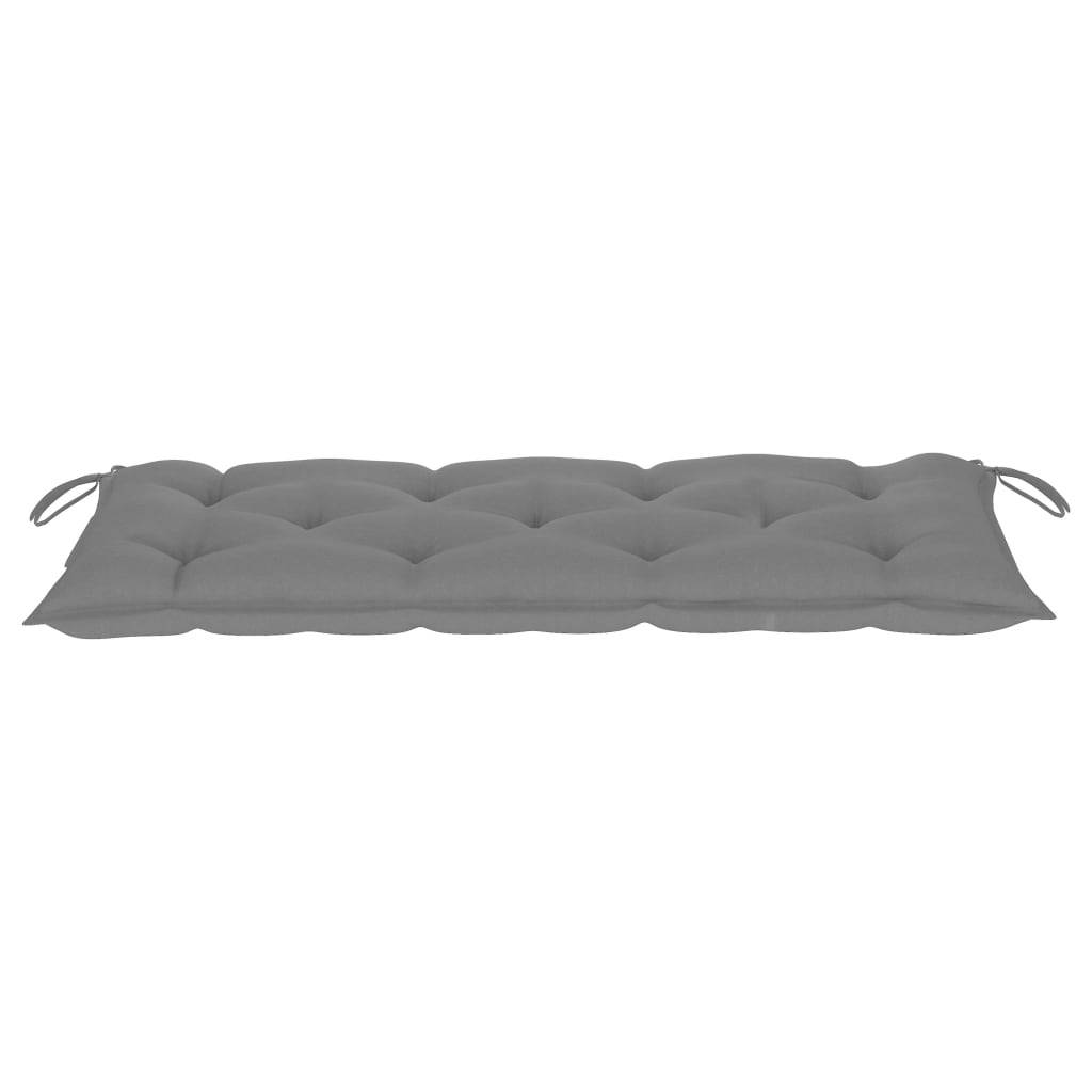 Helloshop26 - Banc de jardin meuble de patio d'extérieur terrasse avec coussin gris 120 cm bois de teck massif - Image 7