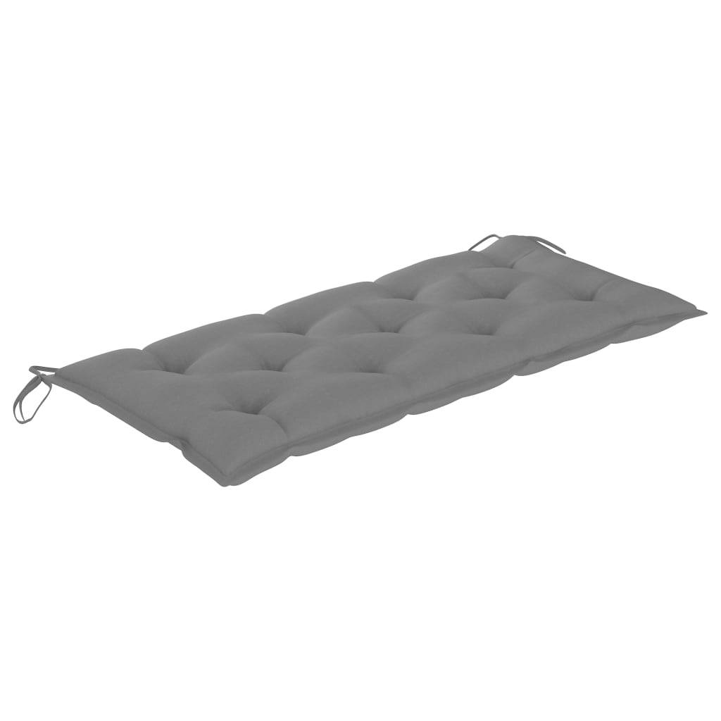 Helloshop26 - Banc de jardin meuble de patio d'extérieur terrasse avec coussin gris 120 cm bois de teck massif - Image 6