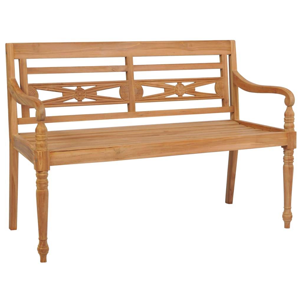 Helloshop26 - Banc de jardin meuble de patio d'extérieur terrasse avec coussin gris 120 cm bois de teck massif - Image 2
