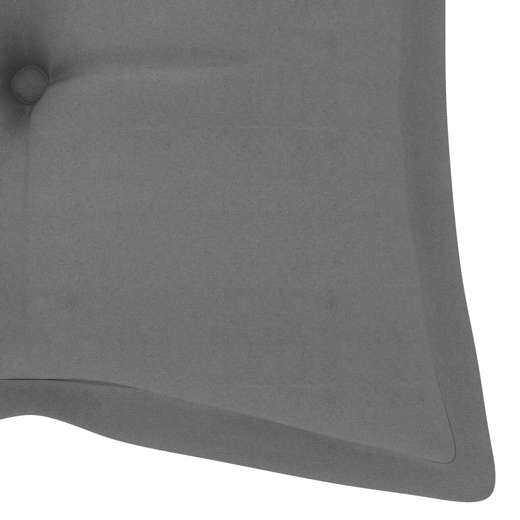 Helloshop26 - Banc de jardin meuble de patio d'extérieur terrasse avec coussin gris 120 cm bois de teck massif - Image 8