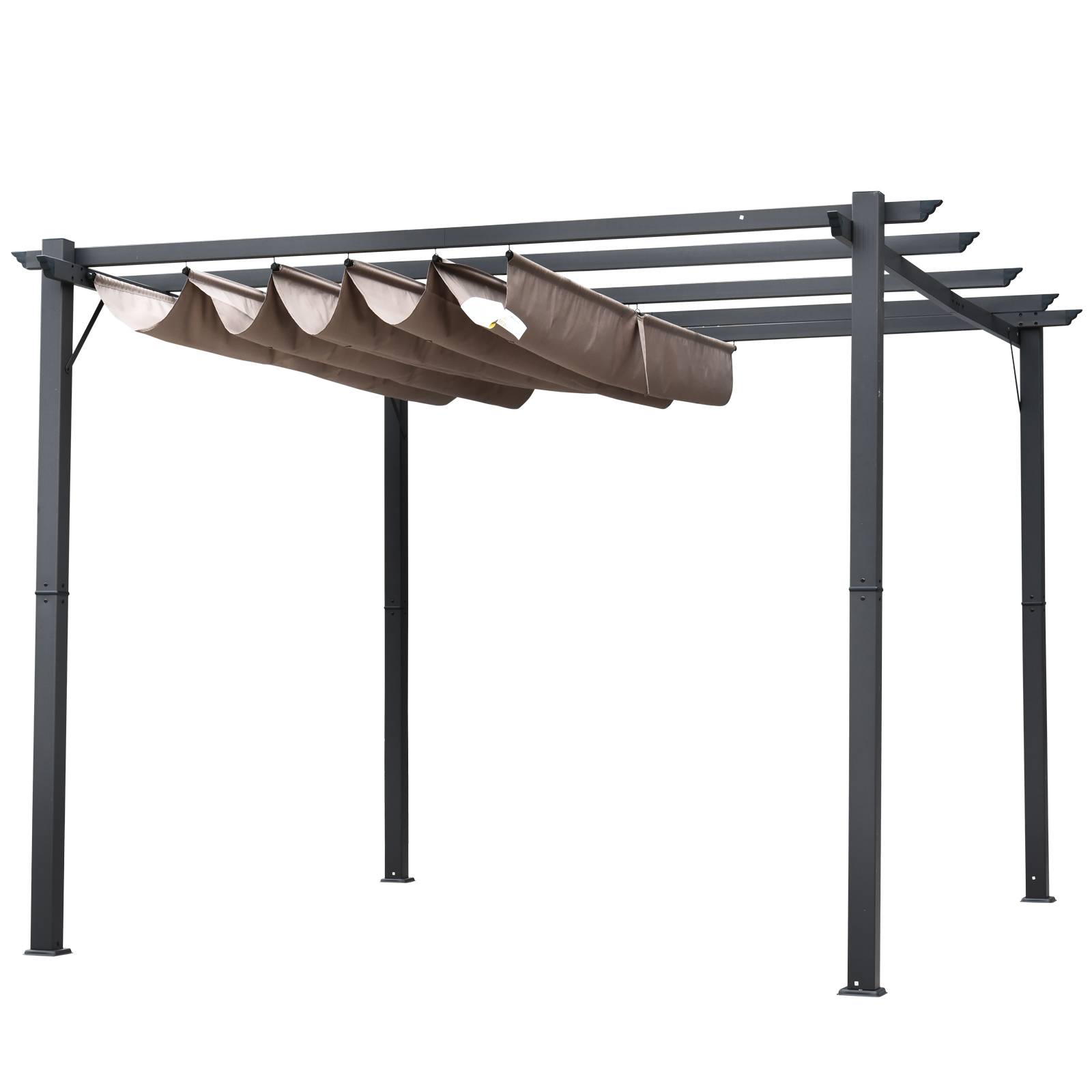 Pergola jardin 3x3m toile rétractable UV aluminium grise - Image 2