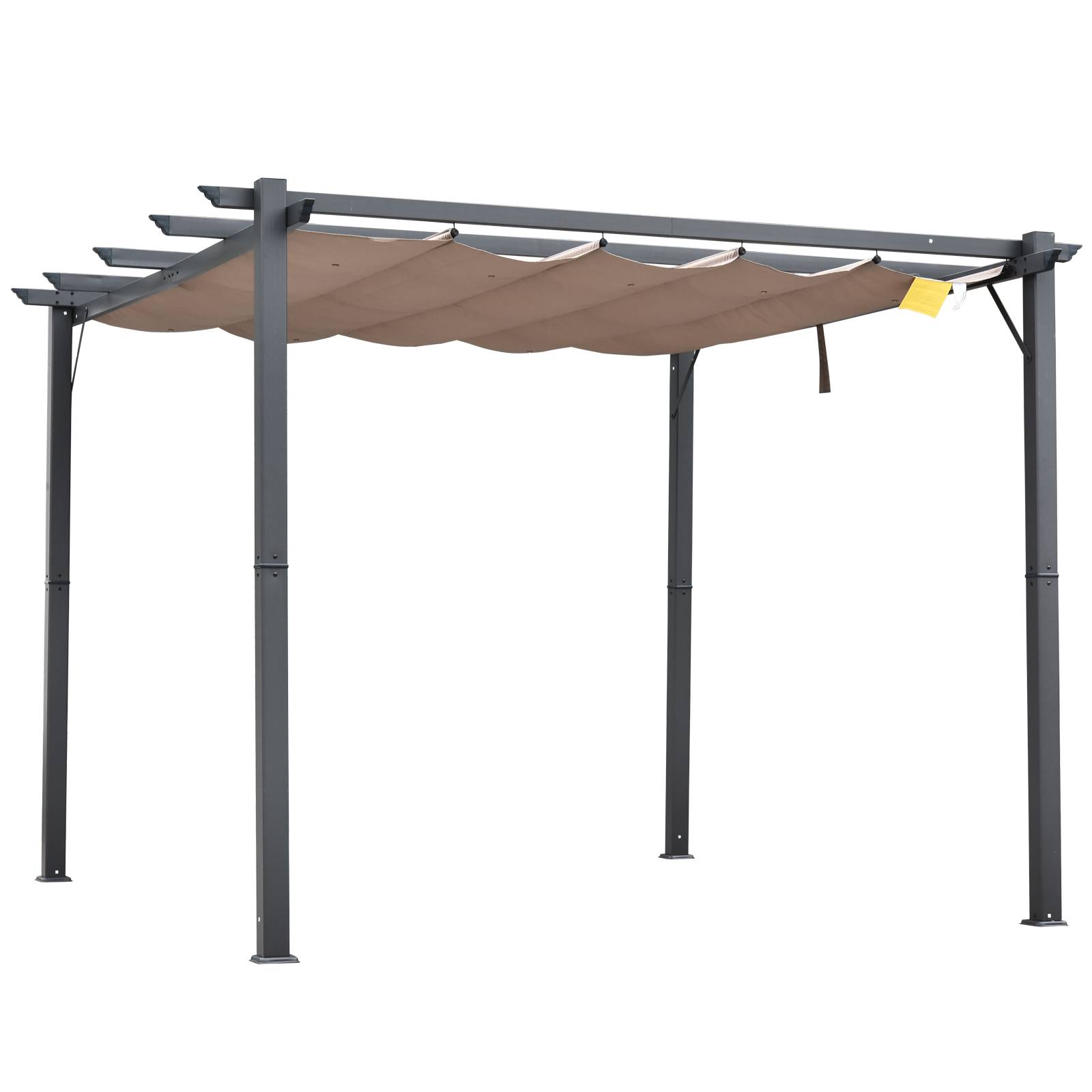 Pergola jardin 3x3m toile rétractable UV aluminium grise