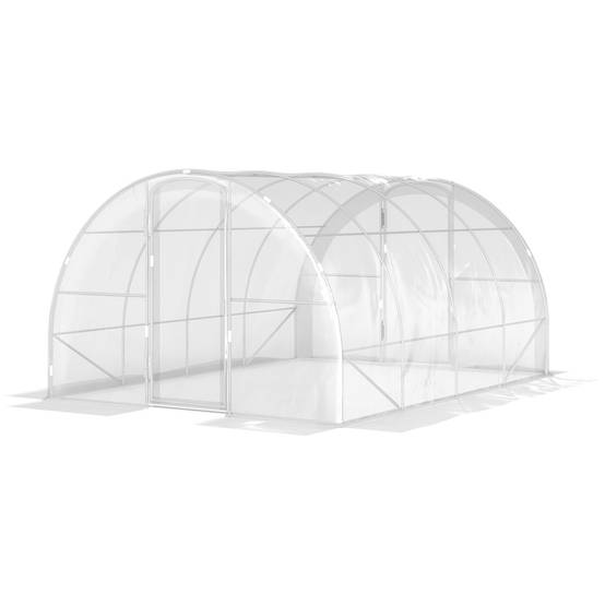 Serre de jardin tunnel 4 x 3 x 2 m 12 m² avec 2 portes à charnières bâche en PE 150 g/m² pour Légumes Plantes Fleurs - Image 2