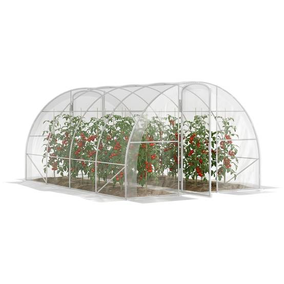 Serre de jardin tunnel 4 x 3 x 2 m 12 m² avec 2 portes à charnières bâche en PE 150 g/m² pour Légumes Plantes Fleurs - Image 1