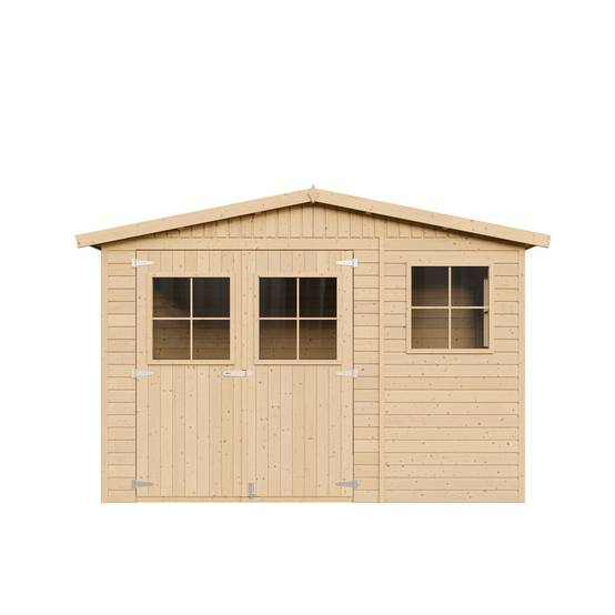Timbela - Abri de Jardin en Bois Naturel H226x324x216 cm/6 m² - Stockage extérieur avec fenêtres - 17 mm d’épaisseur - Timbela M334 - Image 3