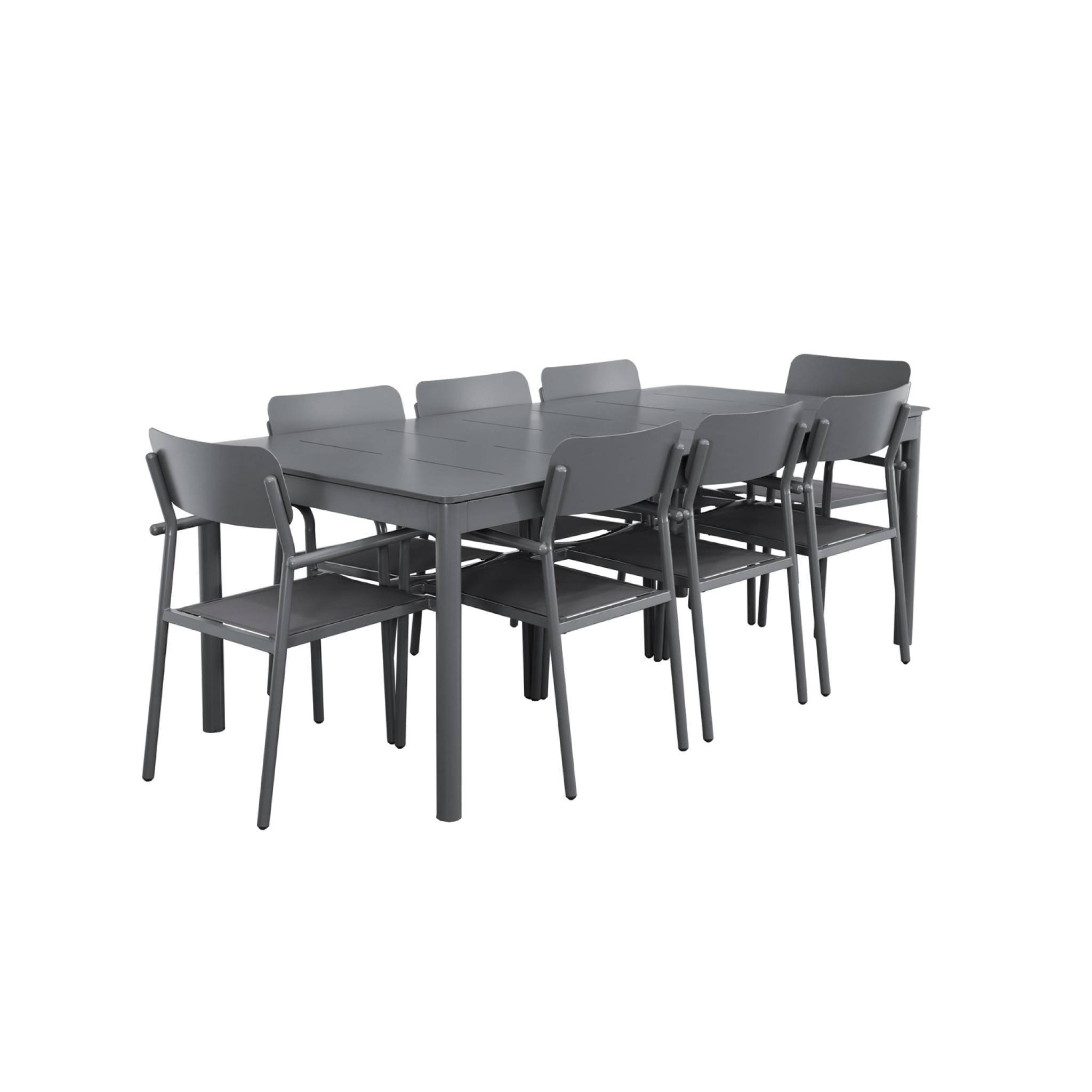 sweeek - Table de jardin extensible aluminium + 8 assises anthracite. 8 fauteuils textilène. 210/300 x 100 x 75.5 cm | sweeek - Image 5