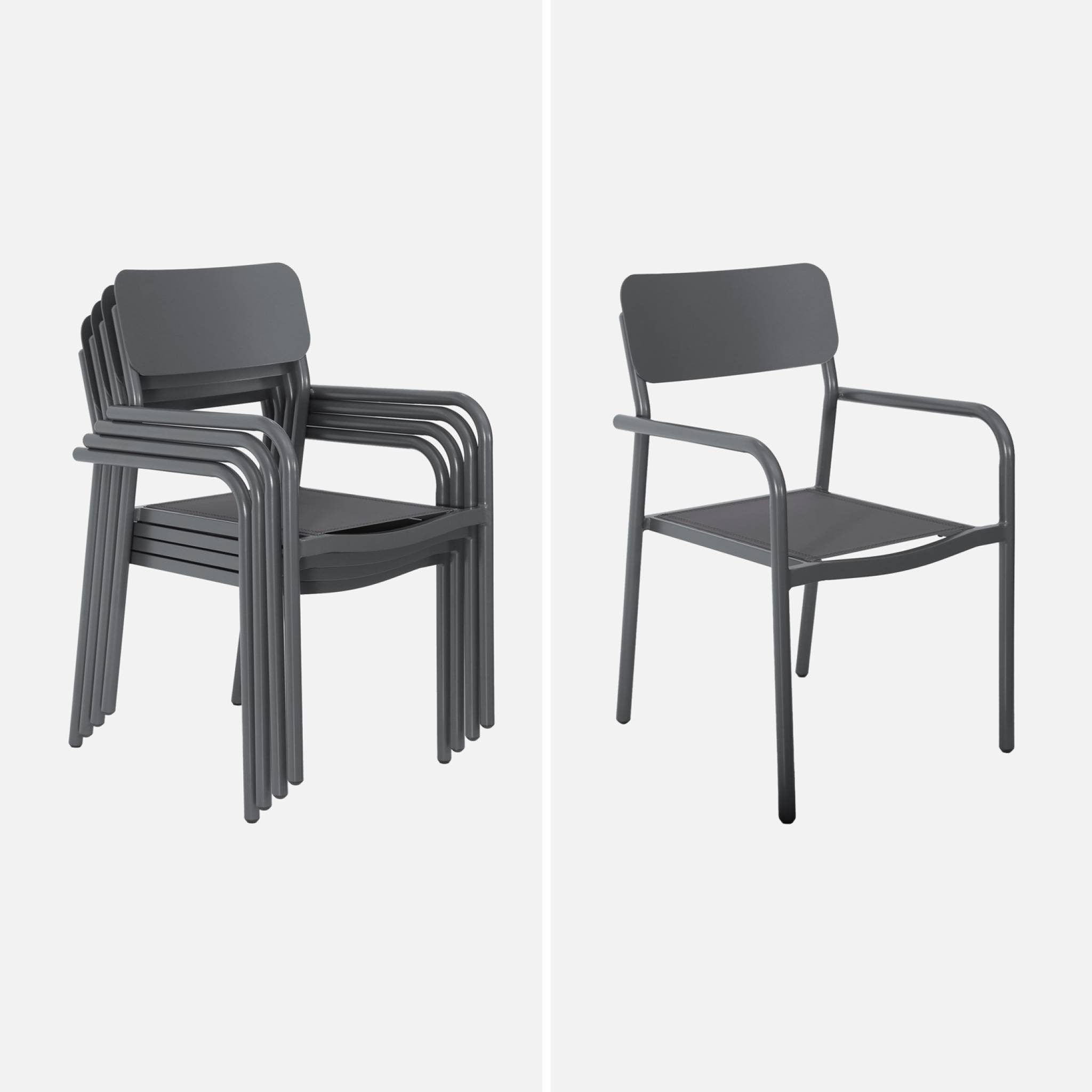 sweeek - Table de jardin extensible aluminium + 8 assises anthracite. 8 fauteuils textilène. 210/300 x 100 x 75.5 cm | sweeek - Image 7