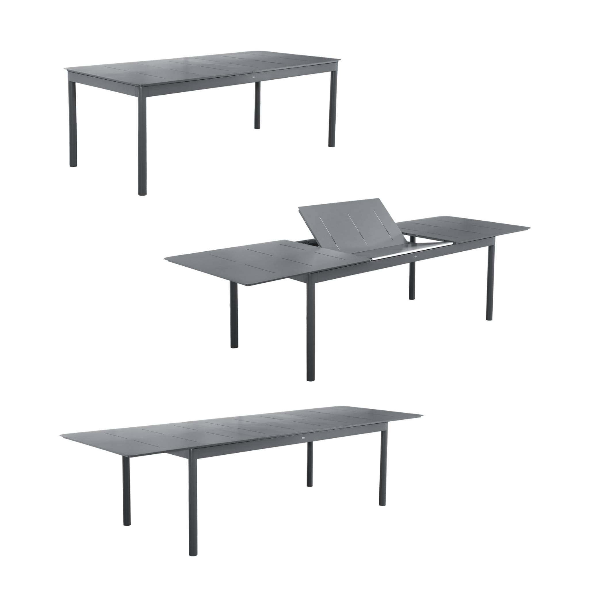sweeek - Table de jardin extensible aluminium + 8 assises anthracite. 8 fauteuils textilène. 210/300 x 100 x 75.5 cm | sweeek - Image 6
