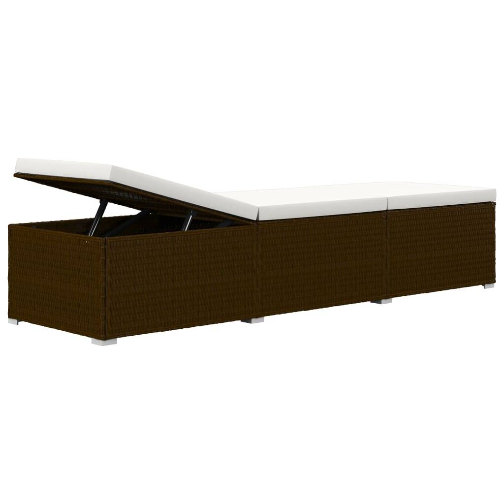 Vidaxl - Chaise longue de jardin table à thé 3 pcs Résine tressée Marron vidaXL 3057663 - Image 8