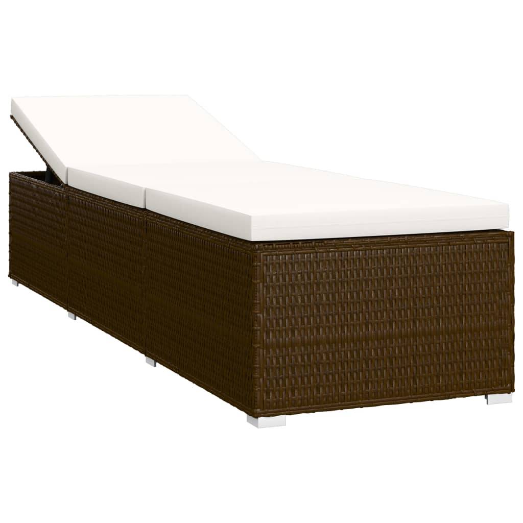 Vidaxl - Chaise longue de jardin table à thé 3 pcs Résine tressée Marron vidaXL 3057663 - Image 9