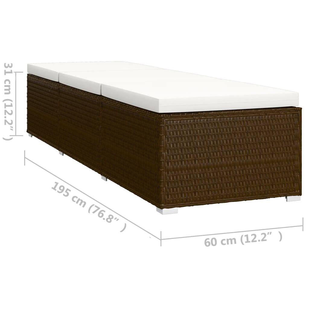 Vidaxl - Chaise longue de jardin table à thé 3 pcs Résine tressée Marron vidaXL 3057663 - Image 3