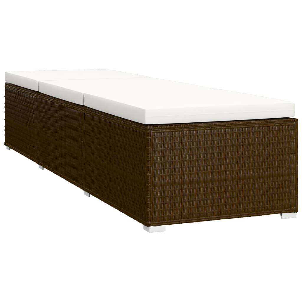 Vidaxl - Chaise longue de jardin table à thé 3 pcs Résine tressée Marron vidaXL 3057663 - Image 6