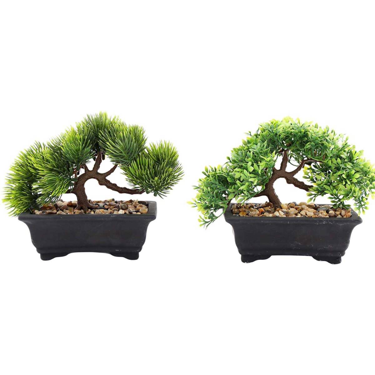 Sil - Bonsaï artificiel 20 x 15 cm (Lot de 2)